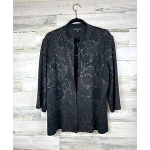 Ming Wang Women’s XL Black Sequin Knit Long Sleeve Cardigan Evening Sweater